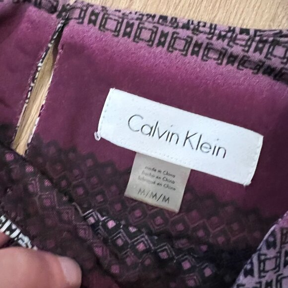 Calvin Klein Purple Striped Top Blouse Women's Size Meidum - Picture 4 of 5